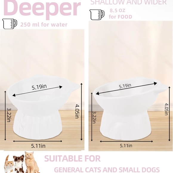 2 pack Ceramic Cat Food Bowl - Picture 5 of 6